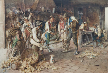 Rustic Gathering in an Italian Farmhouse, by Augusto Daini