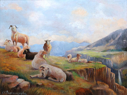 Sheep Resting on a Hillside by E.E. Pudmezoglu