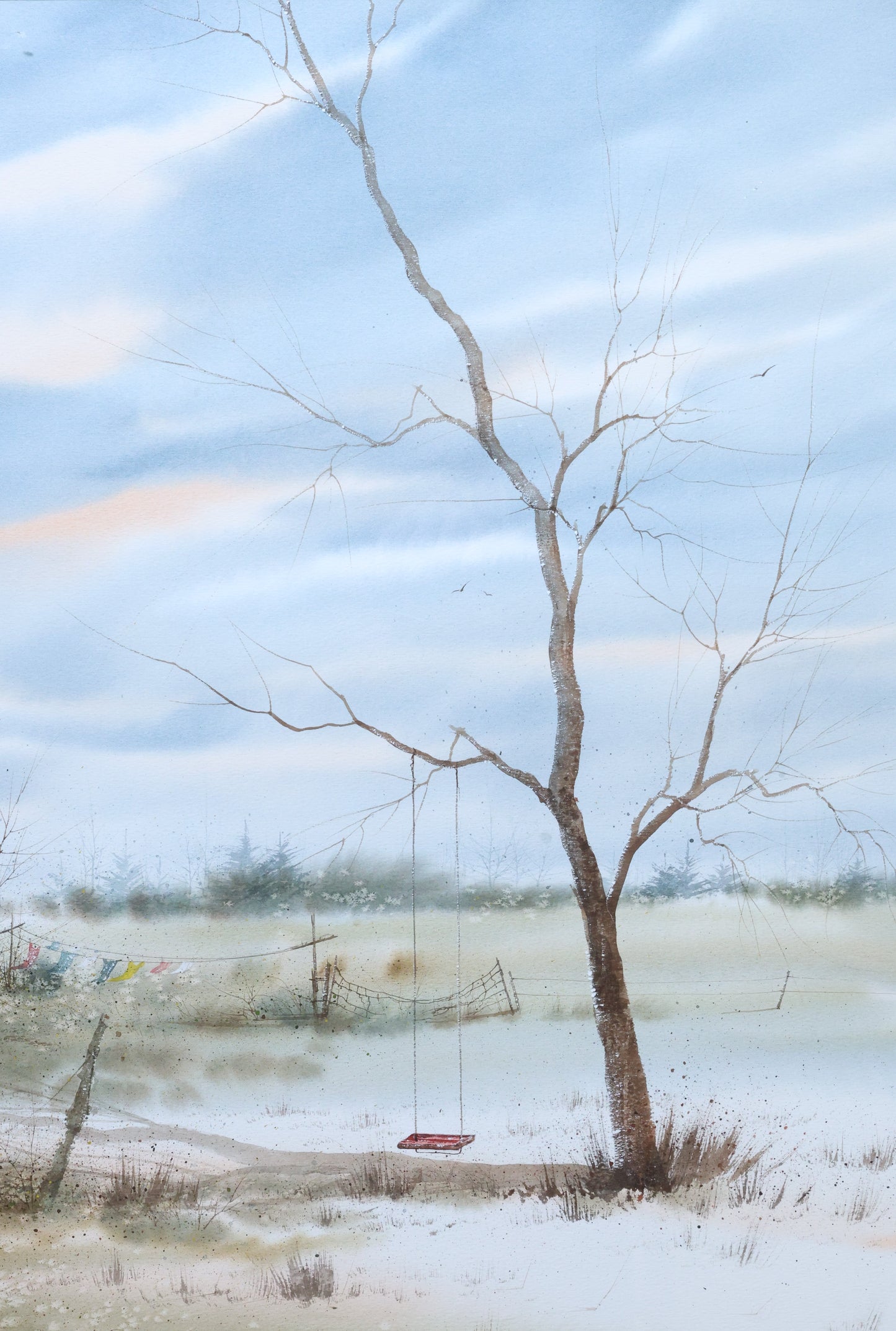 Winter Landscape with Farmhouse, Signed Taylor, 1985