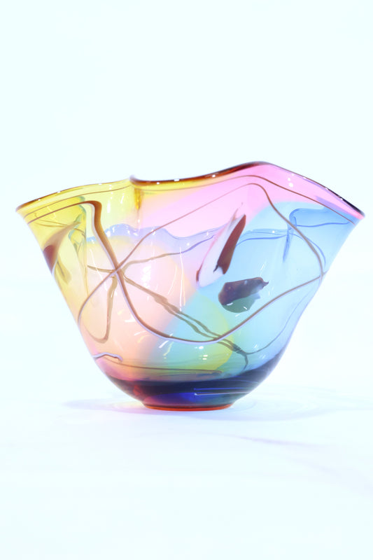 Hand-Blown Art Glass Bowl with Illegible Signature