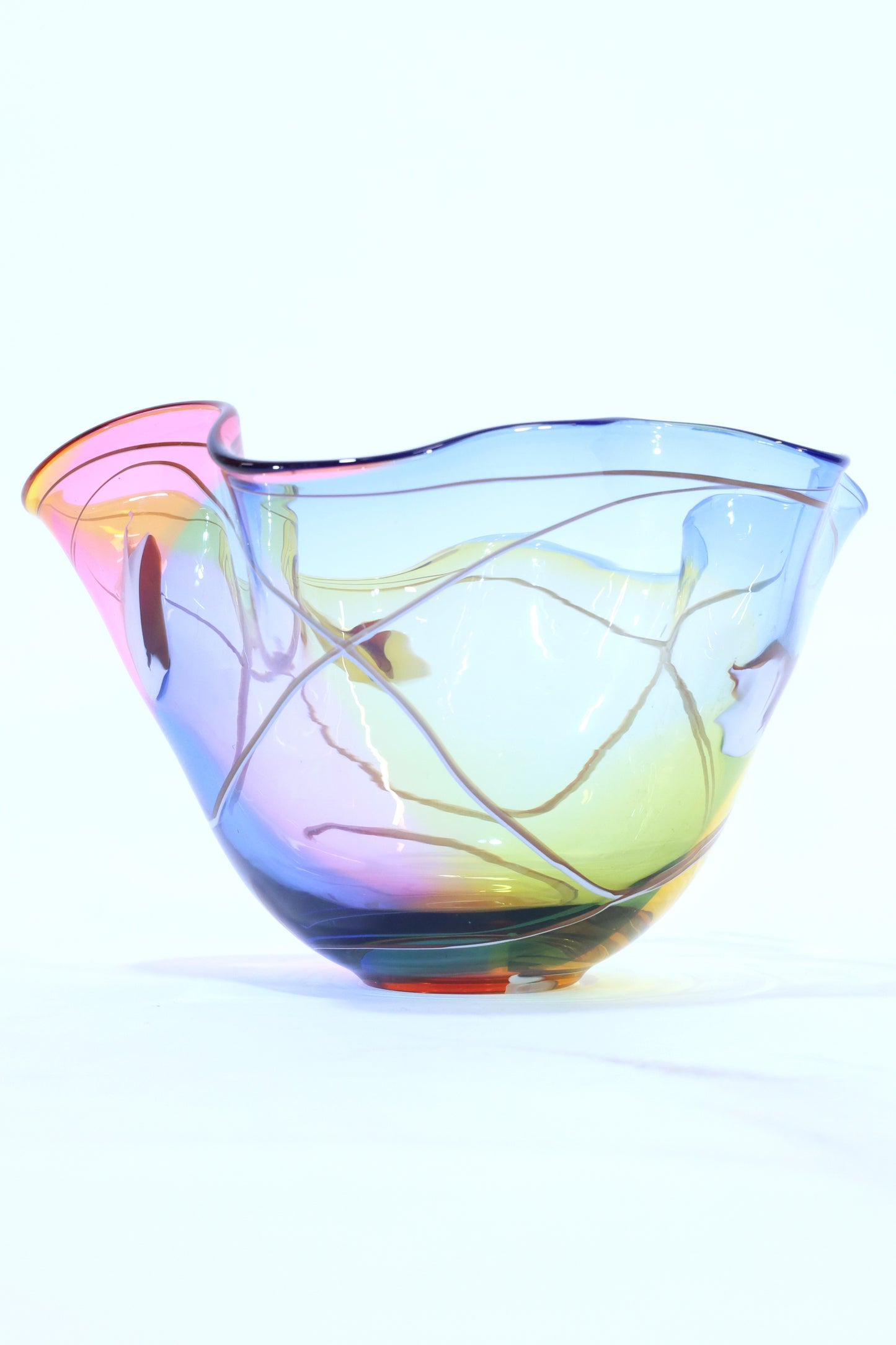 Hand-Blown Art Glass Bowl with Illegible Signature