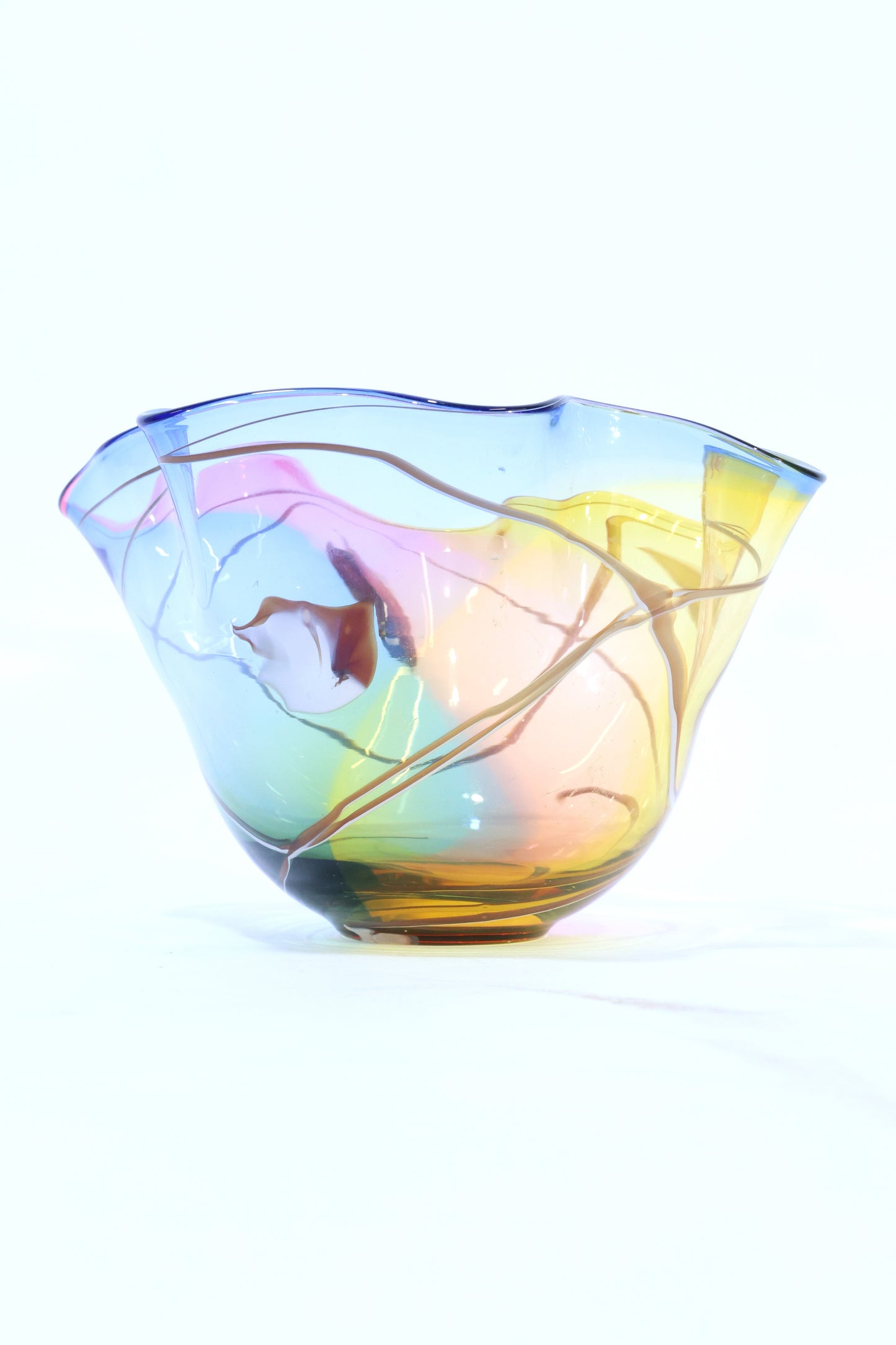 Hand-Blown Art Glass Bowl with Illegible Signature