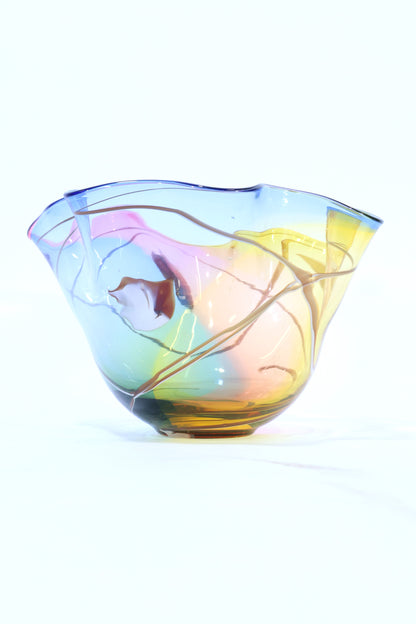 Hand-Blown Art Glass Bowl with Illegible Signature