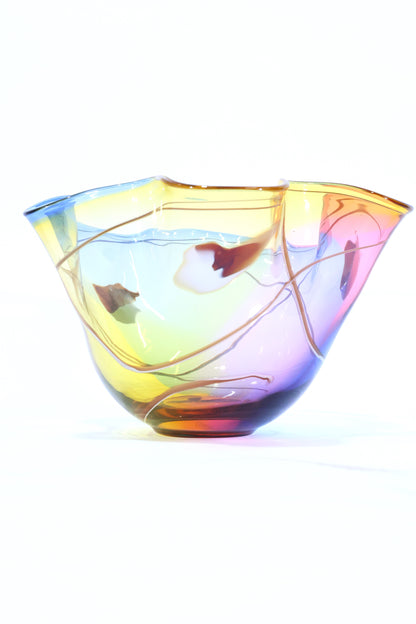 Hand-Blown Art Glass Bowl with Illegible Signature