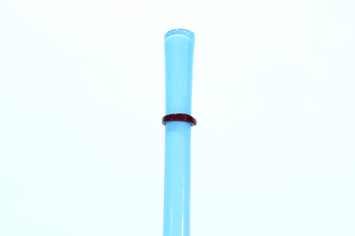 Tall Art Glass Vase in Blue with Dark Red Accents