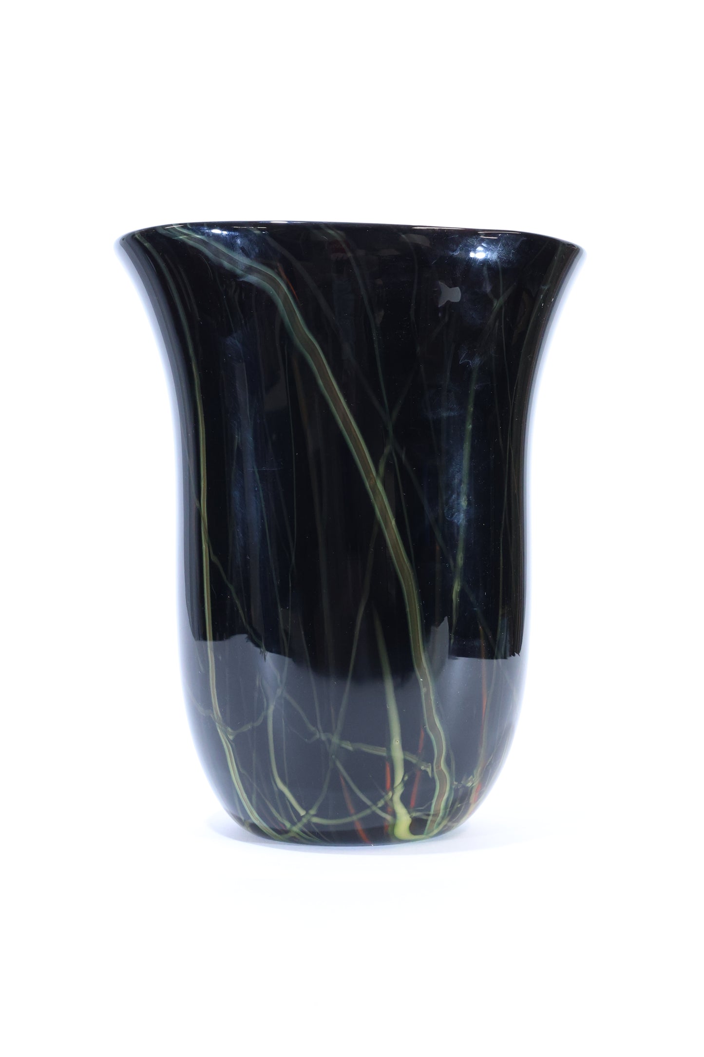 Black Murano Glass Vase with Aventurine Veining