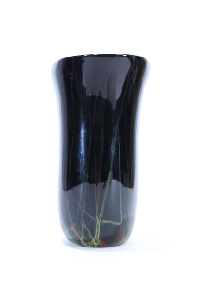 Black Murano Glass Vase with Aventurine Veining