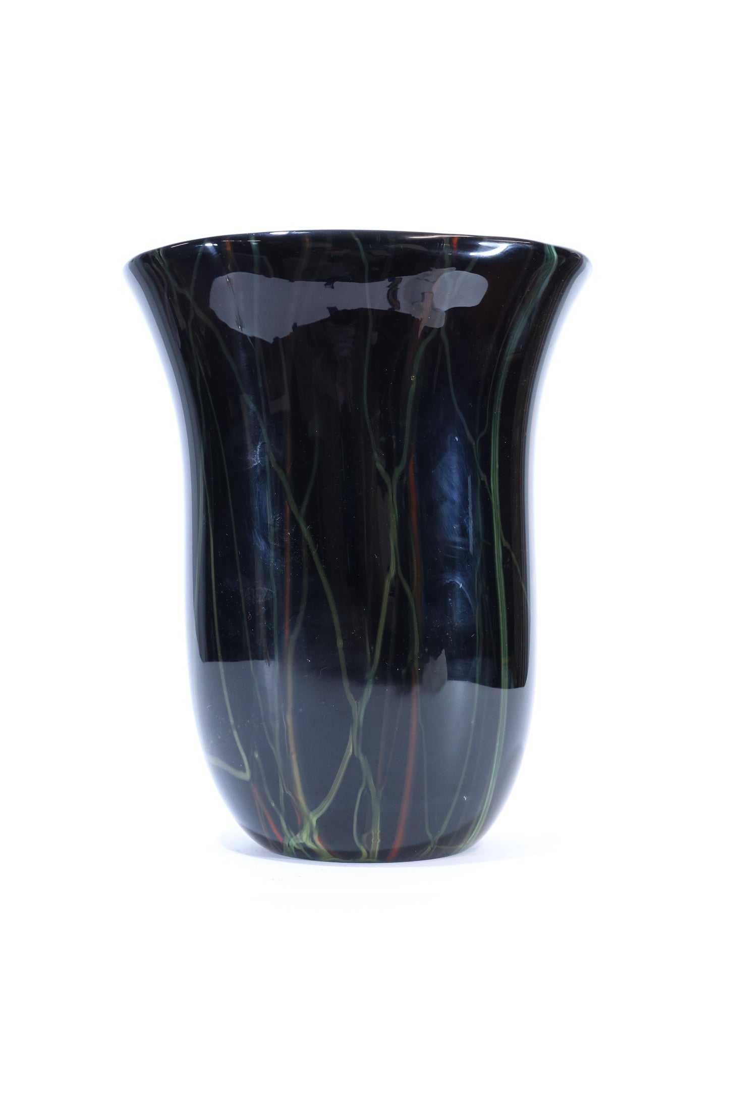 Black Murano Glass Vase with Aventurine Veining