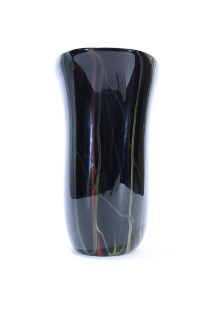 Black Murano Glass Vase with Aventurine Veining