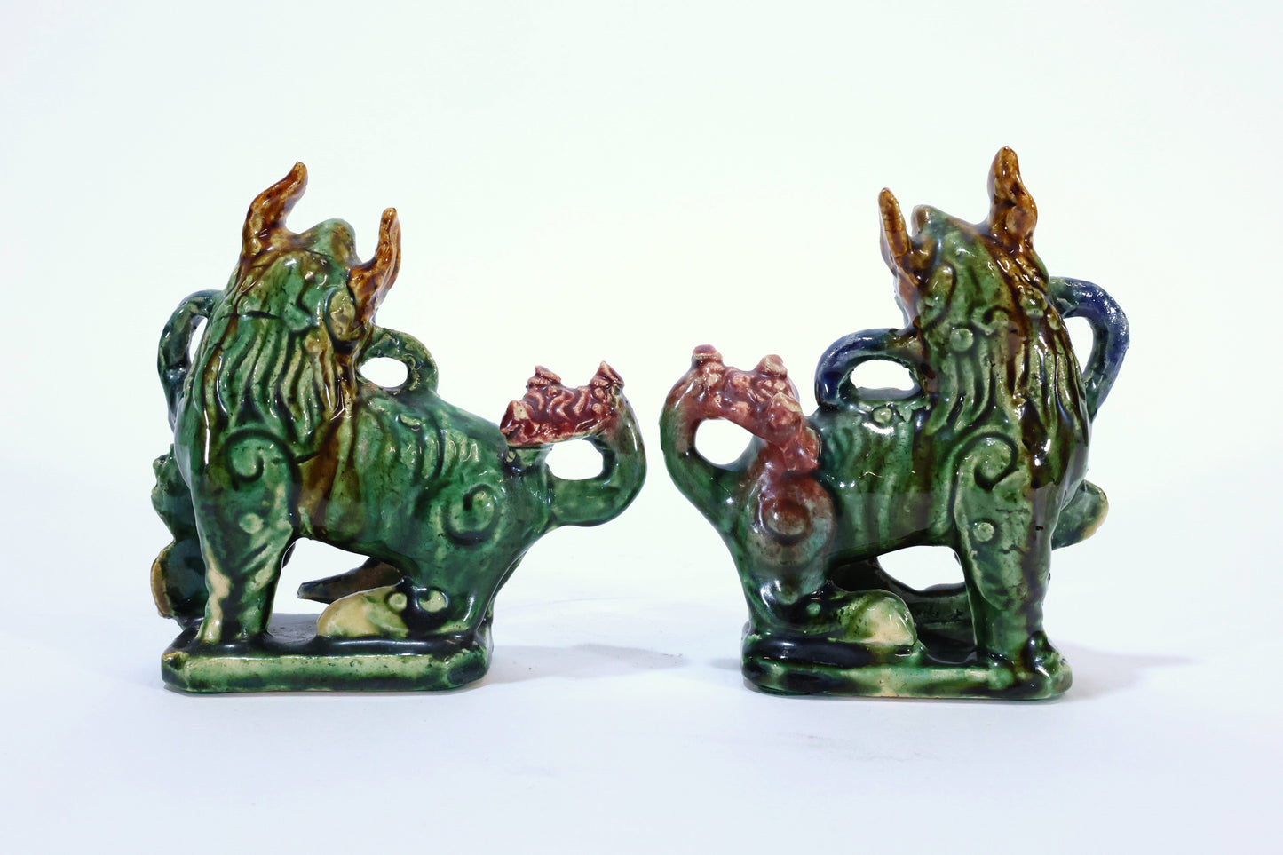 Pair of 19th C. Chinese Sancai-Glazed Foo Dogs