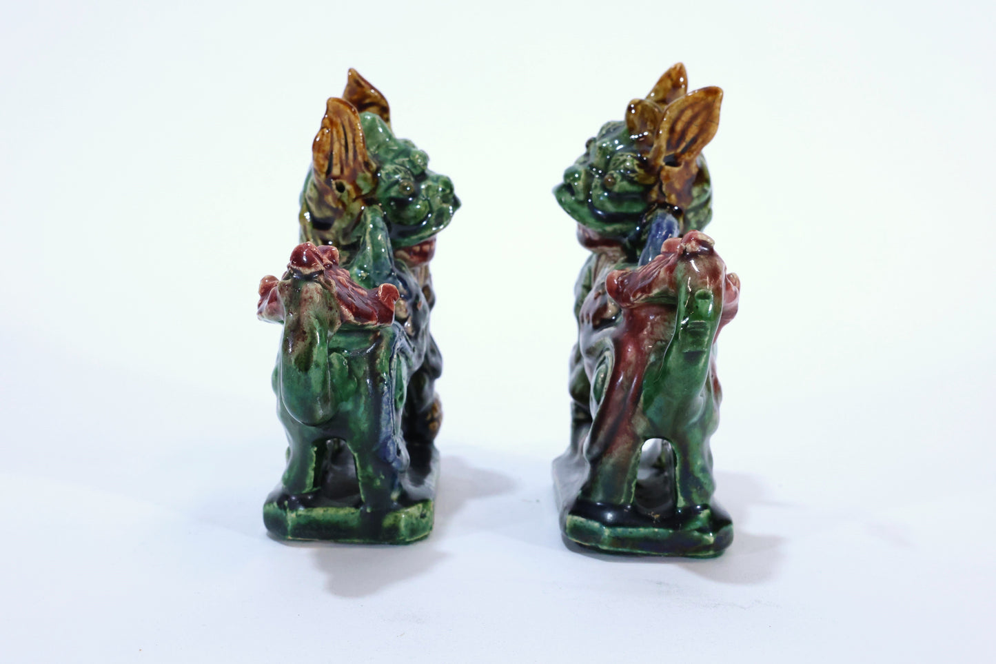 Pair of 19th C. Chinese Sancai-Glazed Foo Dogs