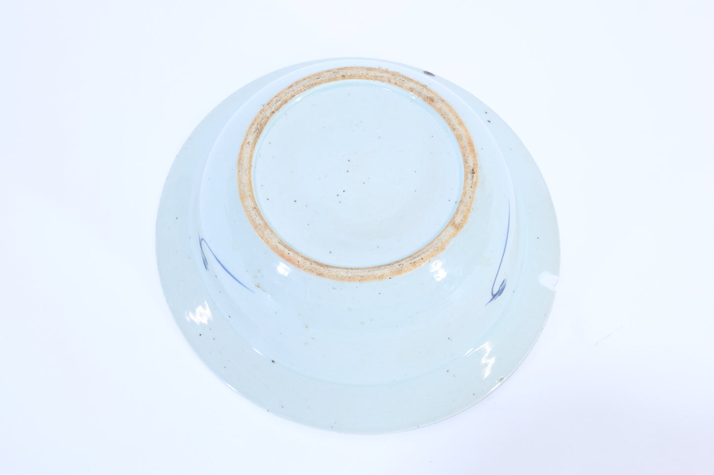 19th C. Chinese Blue and White Porcelain Bowl with Floral and Geometric Motifs