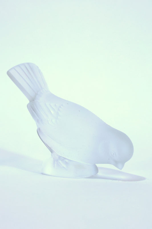 Lalique Frosted Crystal Sparrow Figurine