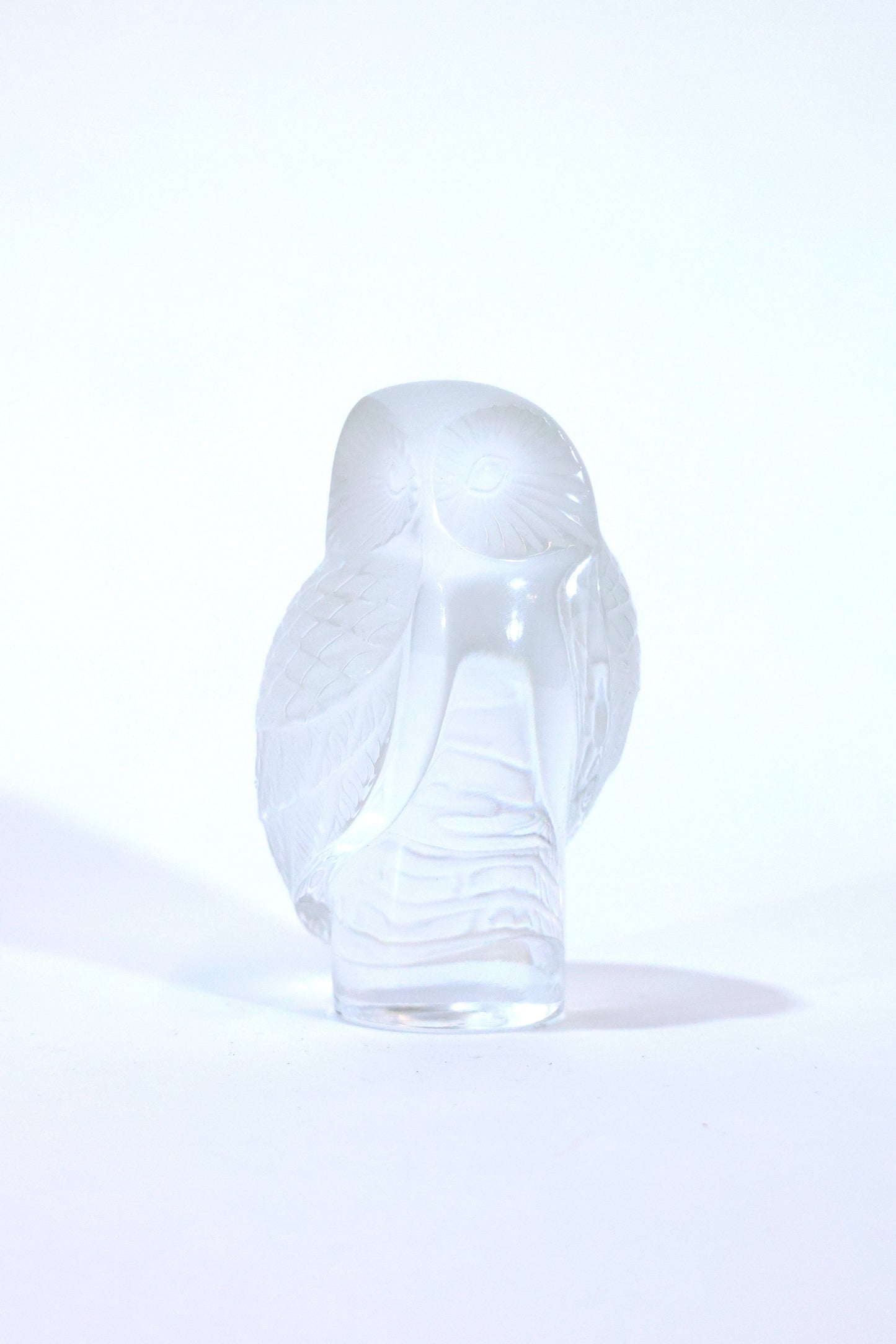 Lalique Frosted Crystal Owl Paperweight