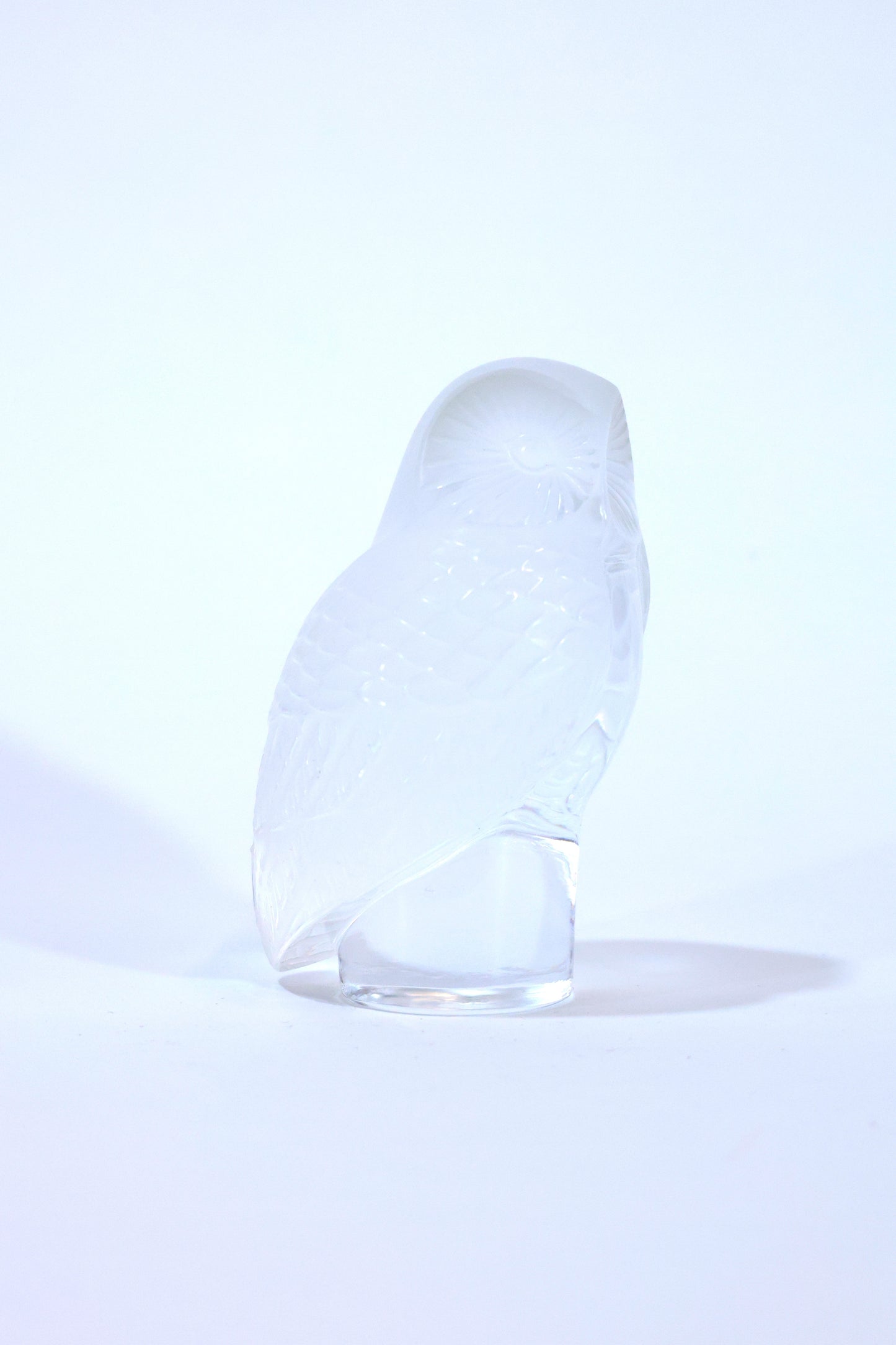 Lalique Frosted Crystal Owl Paperweight