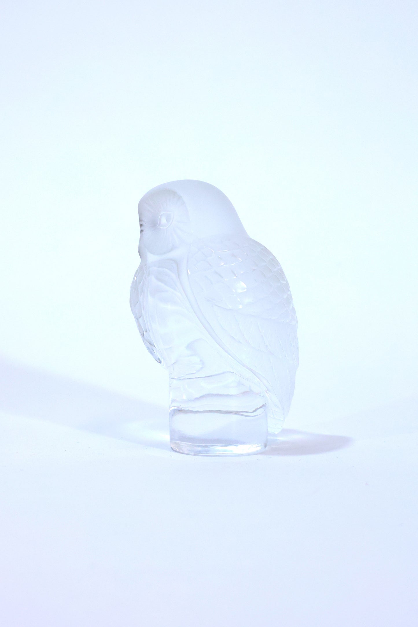 Lalique Frosted Crystal Owl Paperweight