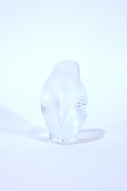 Lalique Frosted Crystal Owl Paperweight