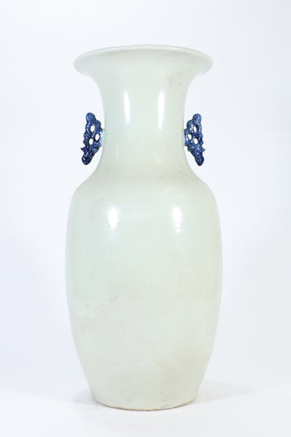 Blue and White Porcelain Vase with Pierced Handles