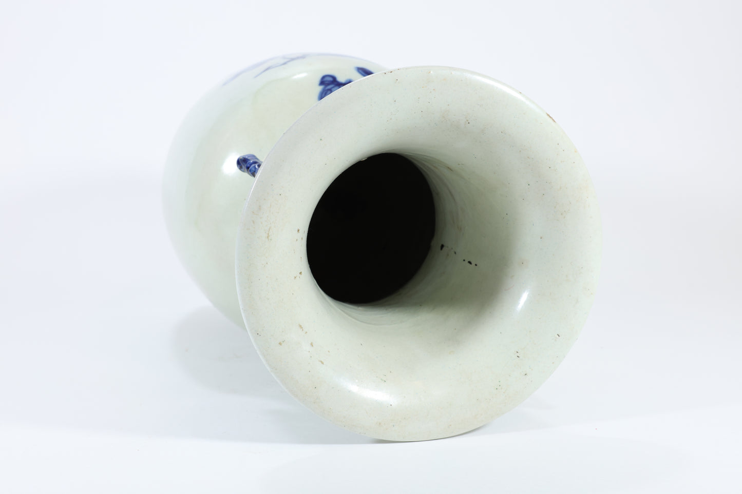 Blue and White Porcelain Vase with Pierced Handles