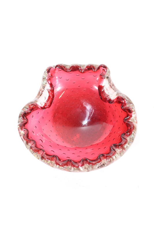 Murano Sommerso Glass Bowl with Bullicante