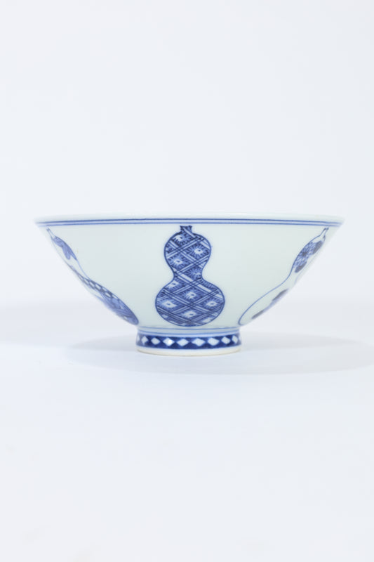 Blue and White Porcelain Bowl with Gourd Motif