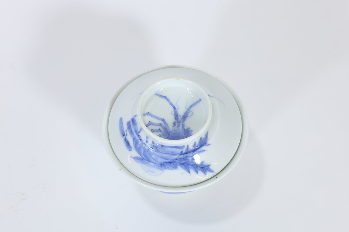 An Unusual Blue and White Chinese Covered Bowl with Lobster