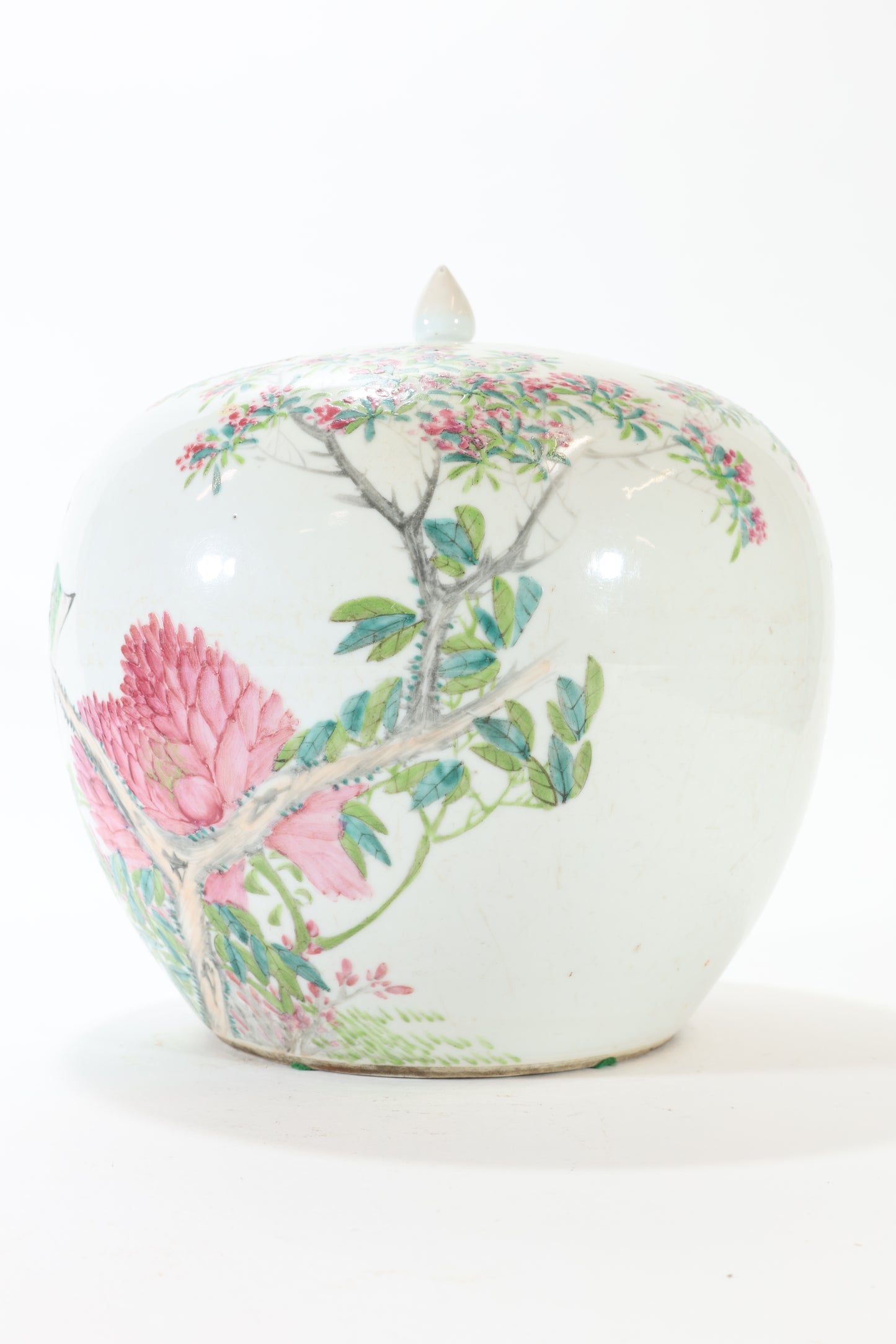 Chinese Porcelain Jar with Parrots and Peonies