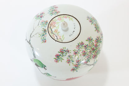 Chinese Porcelain Jar with Parrots and Peonies