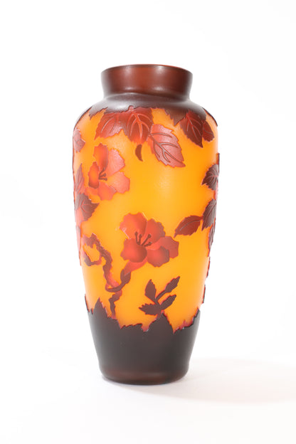 Cameo Glass Vase with Floral Motif