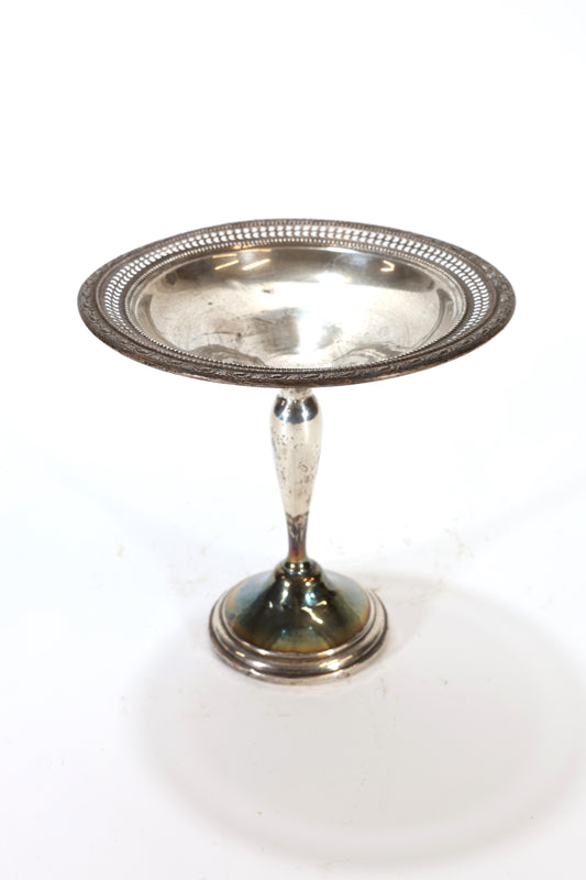 Sterling Silver Compote with Pierced Rim