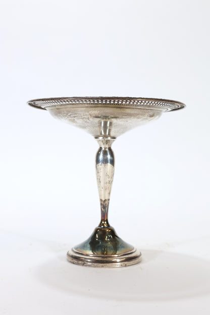 Sterling Silver Compote with Pierced Rim