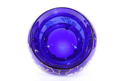 Cobalt Blue Enameled Glass Vase