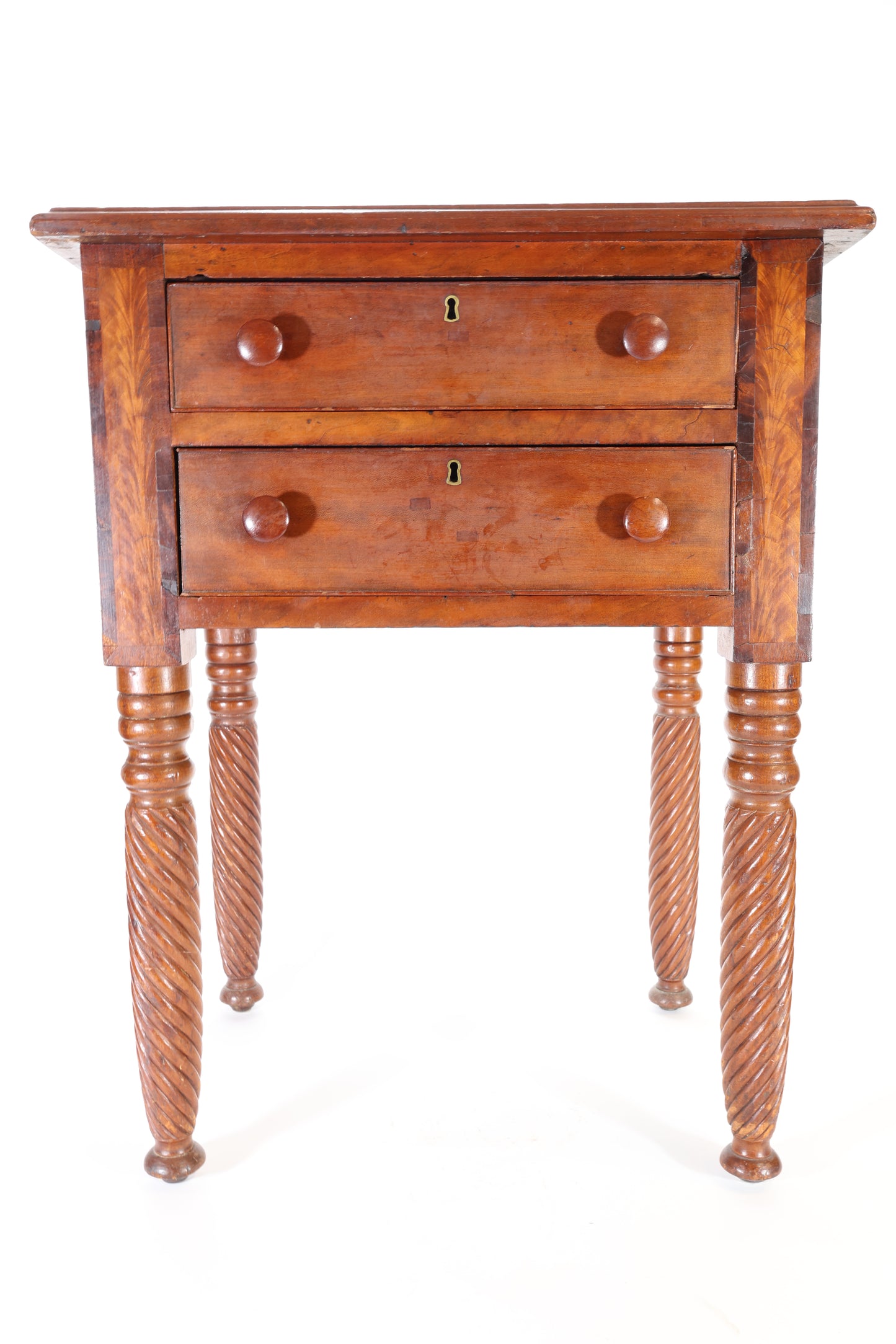 Mahogany Two-Drawer Work Table with Rope-Twist Legs