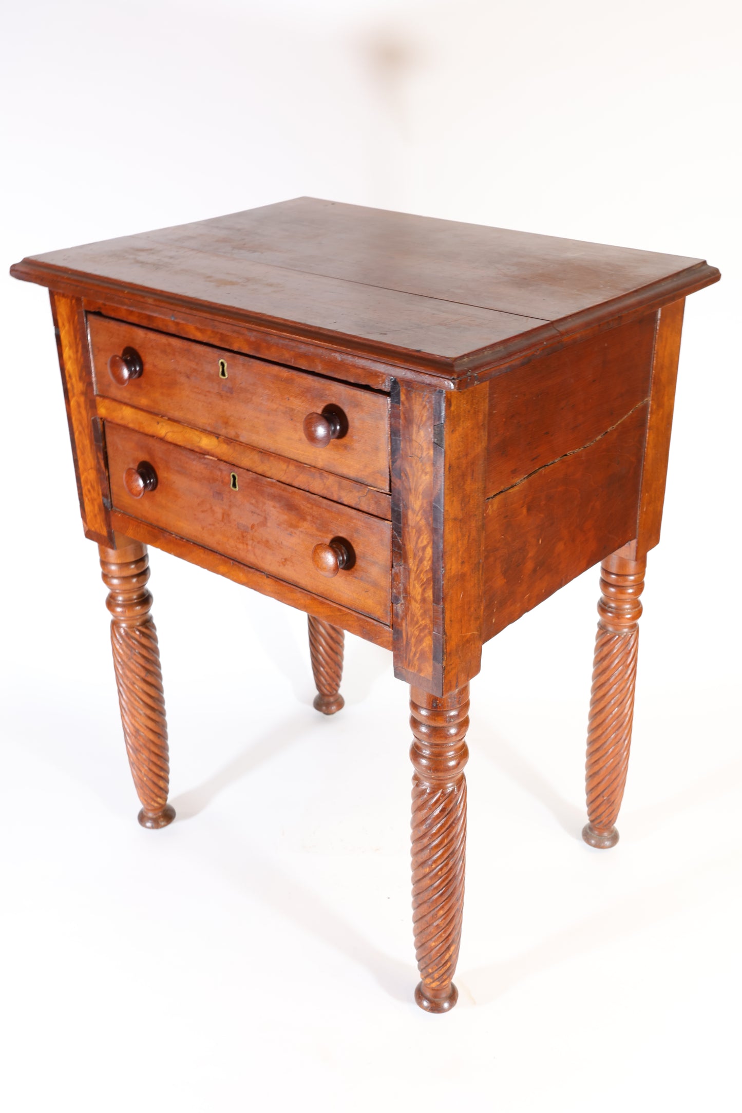 Mahogany Two-Drawer Work Table with Rope-Twist Legs