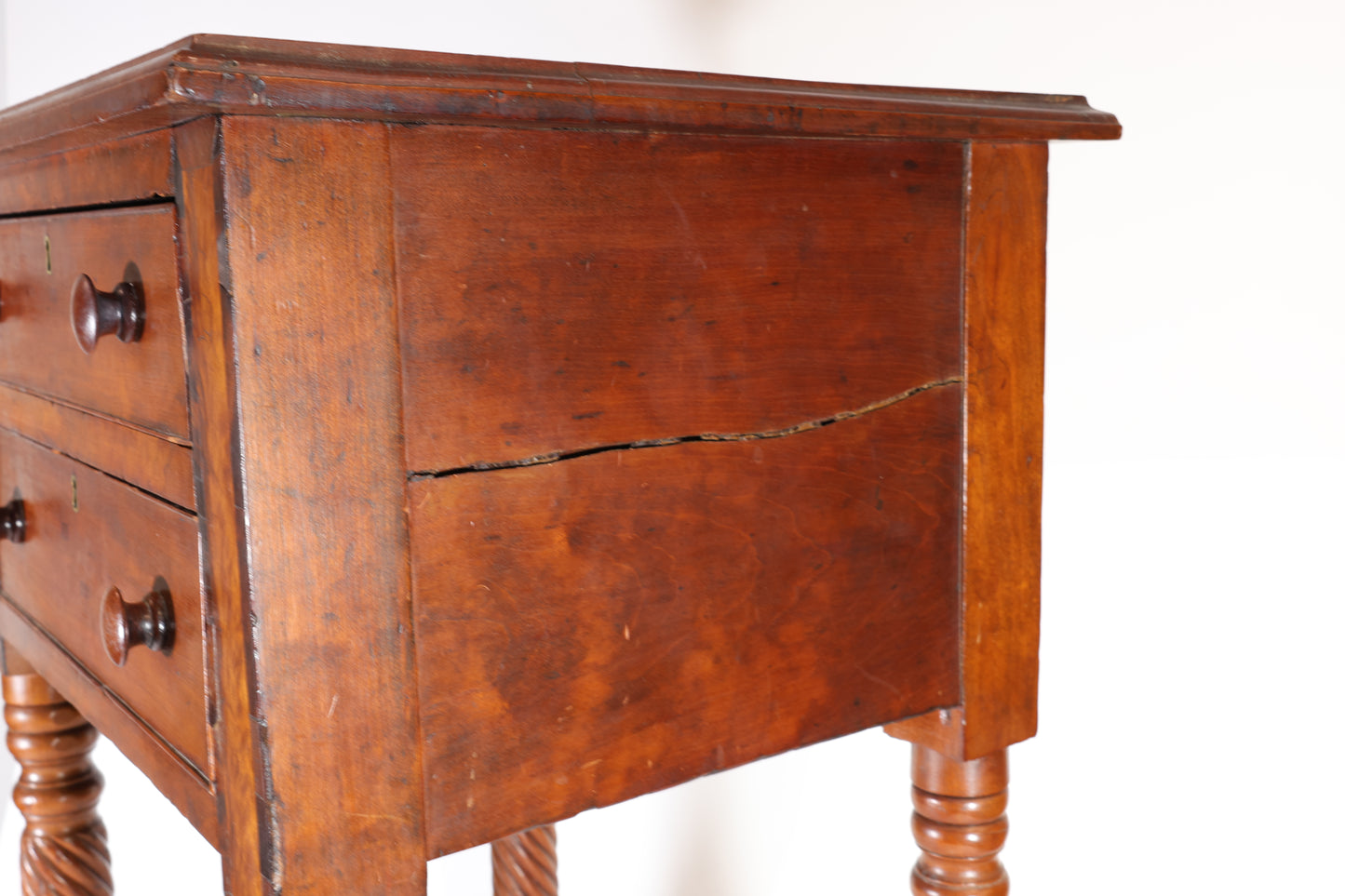 Mahogany Two-Drawer Work Table with Rope-Twist Legs