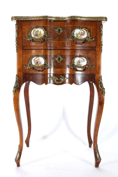 French Louis XV-Style Walnut and Vernis Martin Sewing Table