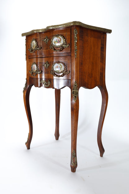 French Louis XV-Style Walnut and Vernis Martin Sewing Table