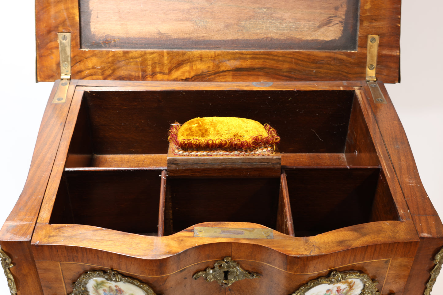 French Louis XV-Style Walnut and Vernis Martin Sewing Table