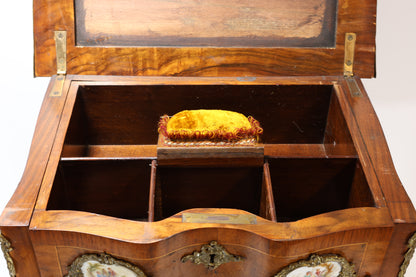 French Louis XV-Style Walnut and Vernis Martin Sewing Table