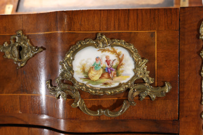 French Louis XV-Style Walnut and Vernis Martin Sewing Table