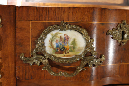 French Louis XV-Style Walnut and Vernis Martin Sewing Table