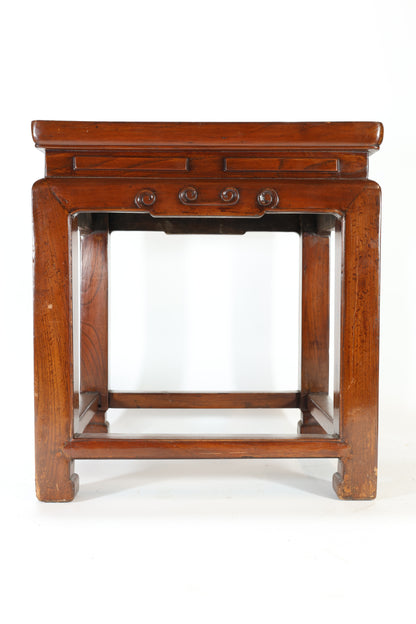 19th C. Chinese Hardwood Table with Rattan Top