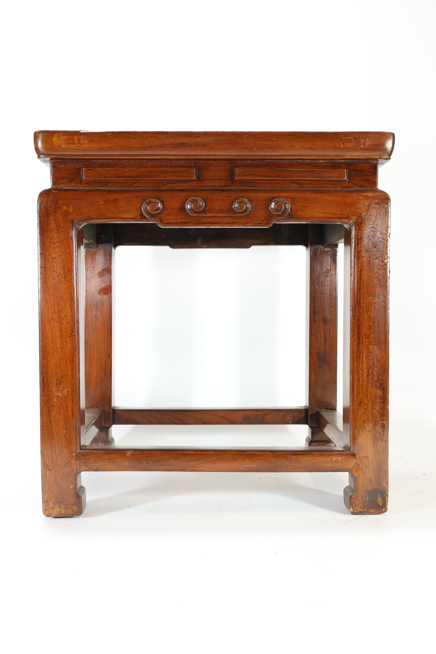 19th C. Chinese Hardwood Table with Rattan Top