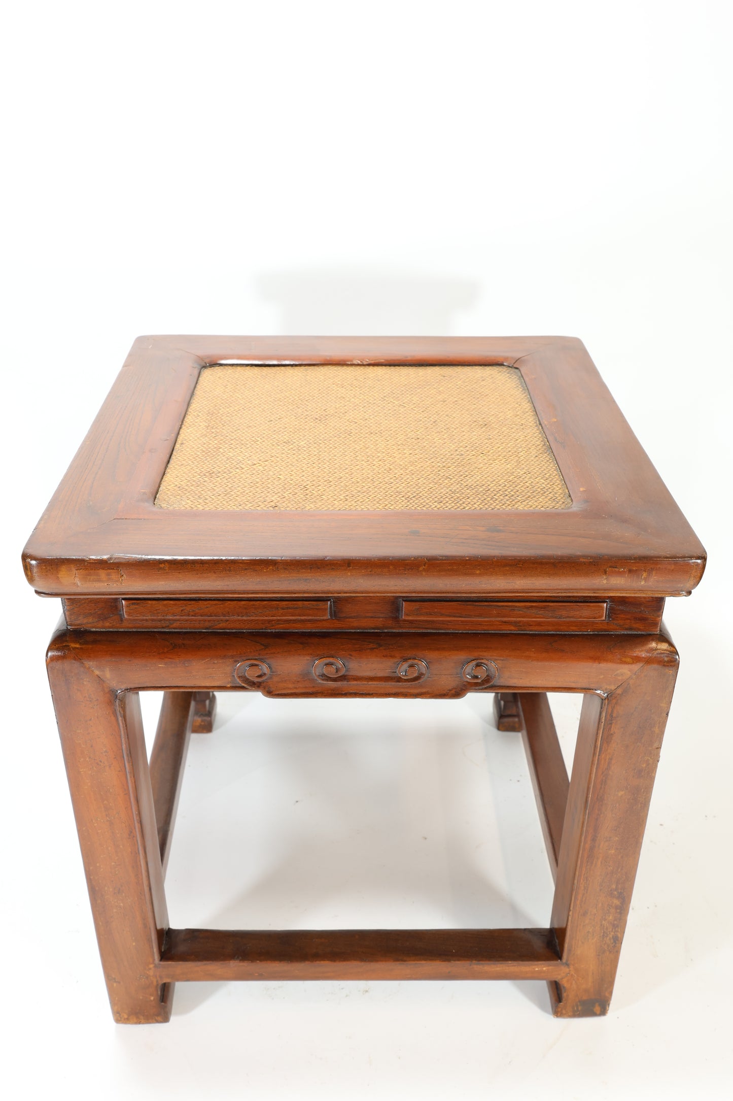 19th C. Chinese Hardwood Table with Rattan Top