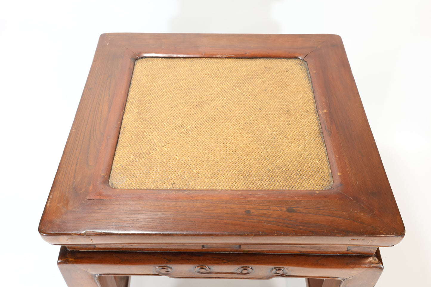 19th C. Chinese Hardwood Table with Rattan Top