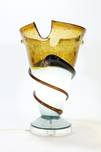 Hand-Blown Art Glass Table Lamp by Allison K. West