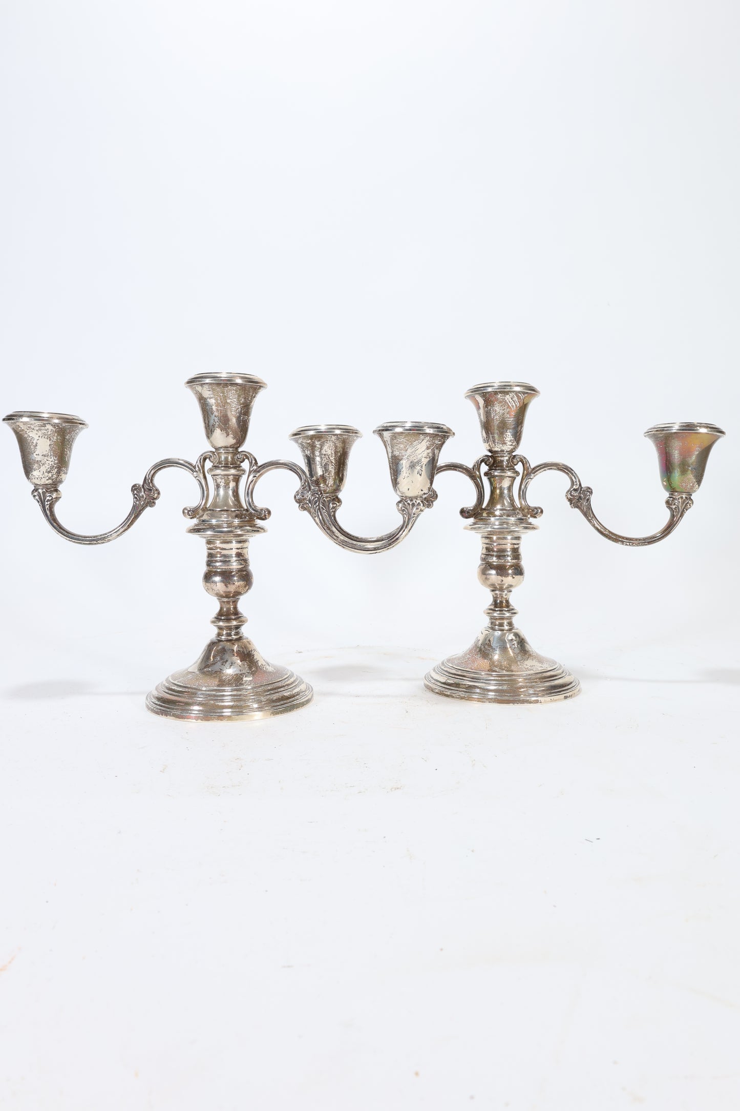 Pair of Gorham Sterling Silver Three-Light Candelabra