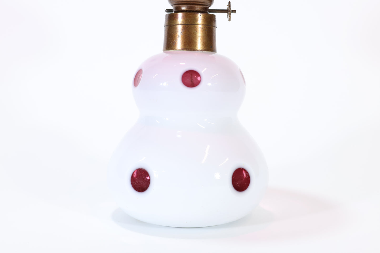 Cranberry and Opalescent Glass Kerosene Lamp