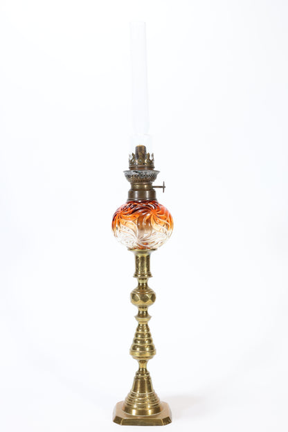 Baccarat Glass and Brass Oil Lamp