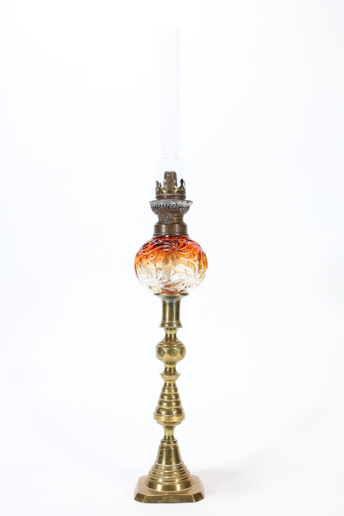 Baccarat Glass and Brass Oil Lamp